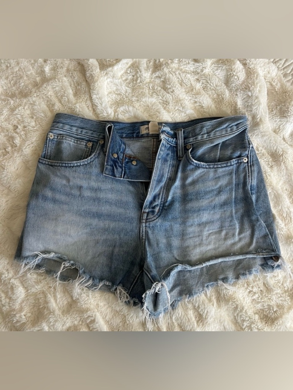 Madewell Light Blue Washed Denim Cutoff Shorts